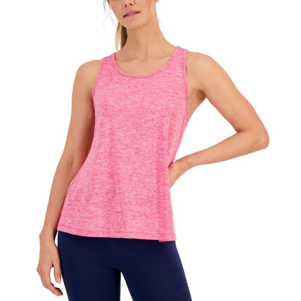 ID Ideology Womens Active Solid Pleated Back Relaxed Tank Top